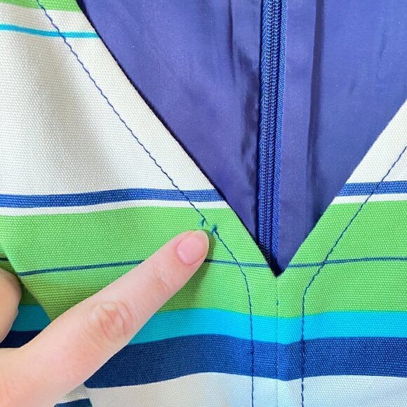 TALBOTS Dress Striped Sleeveless Size 6P - Blue - Green - White - Picture 4 of 8